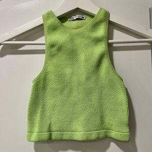 Zara Racerback Stretchy Lime Green Vest Sleeveless Tank Top Size XS-S